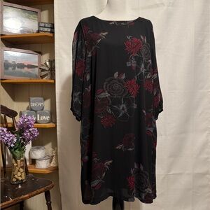 Maurices Black and Red Flowered Dress